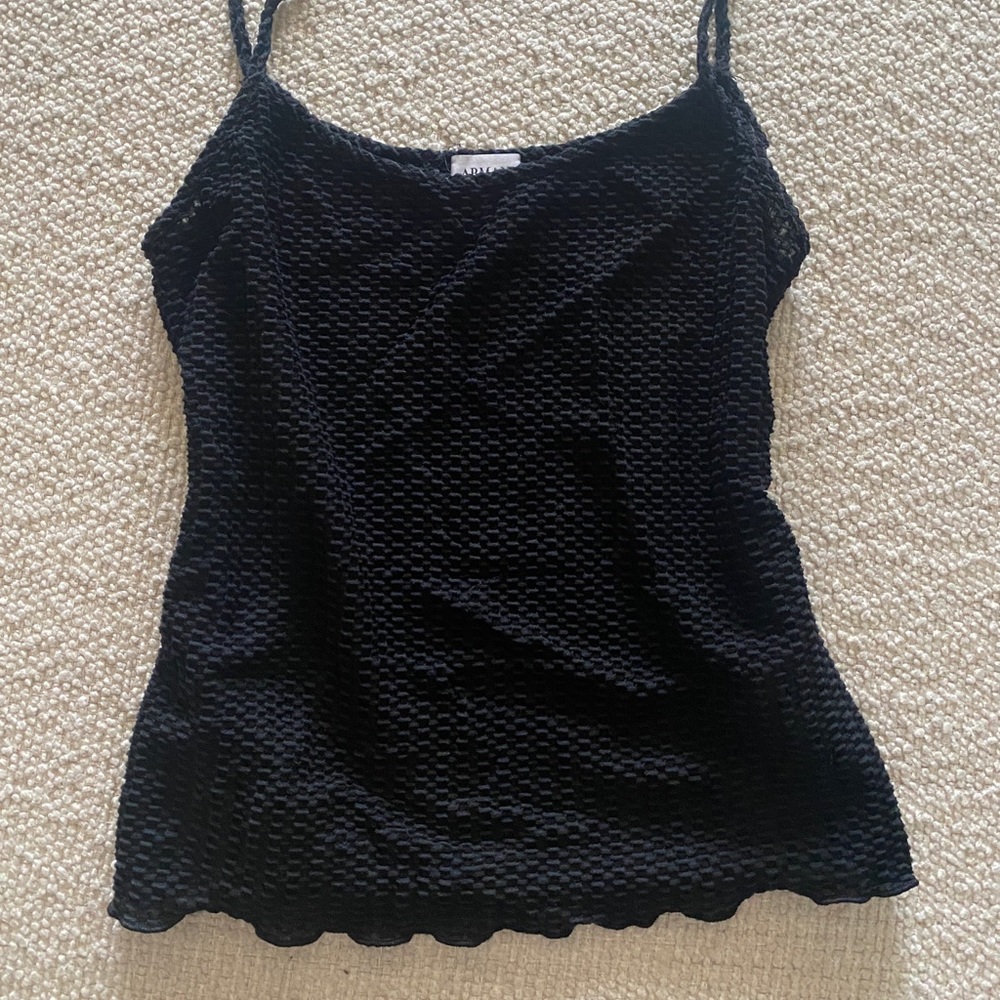 Armani sheer spaghetti strap tank top black size 6
